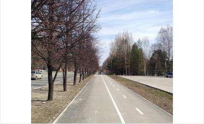 В Кольцово часть тротуара используется как велодорожка 