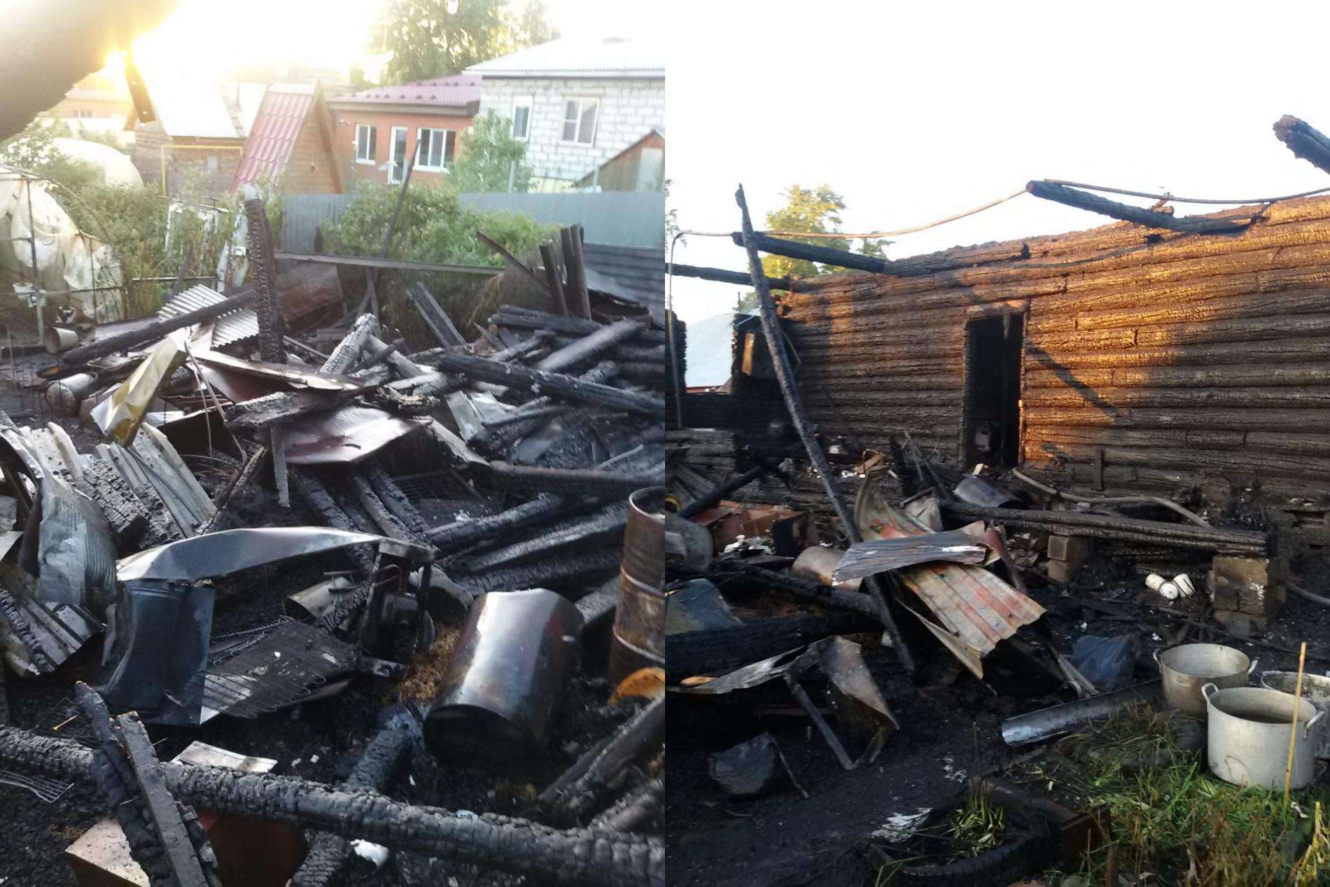 Сгорел дом на ул. Некрасова в Бердске