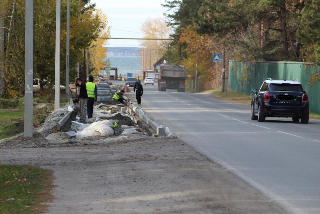 Строительство тротуара на улице Морская