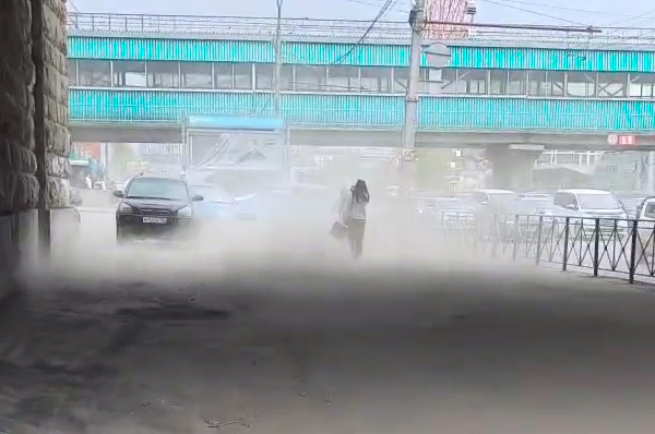 Пыльный ураган прошел по Новосибирску и попал на видео