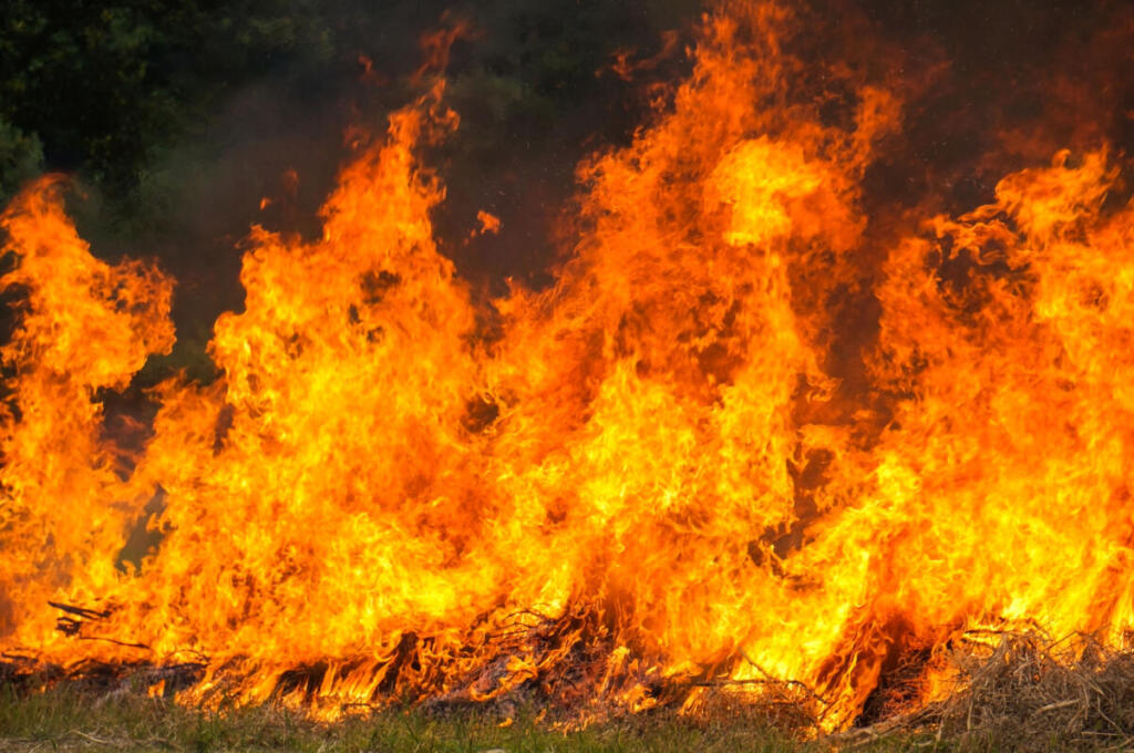 Лесные пожары могут возникнуть, если огонь перекинется с жилого дома на траву или деревья