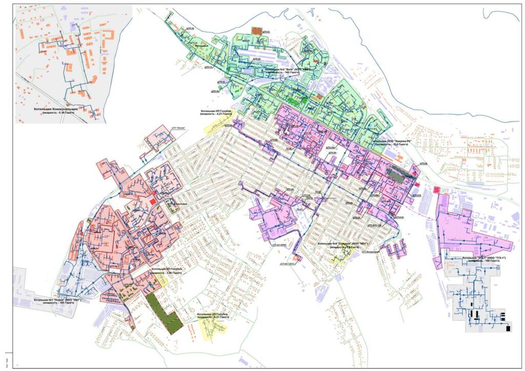 Зоны действия теплоснабжающих организаций в Бердске